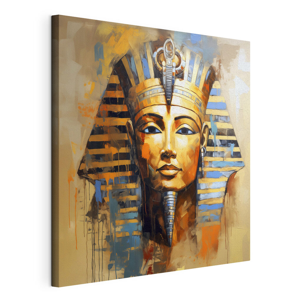 Pharaon aux tons chauds, toile tendue et bord enveloppé