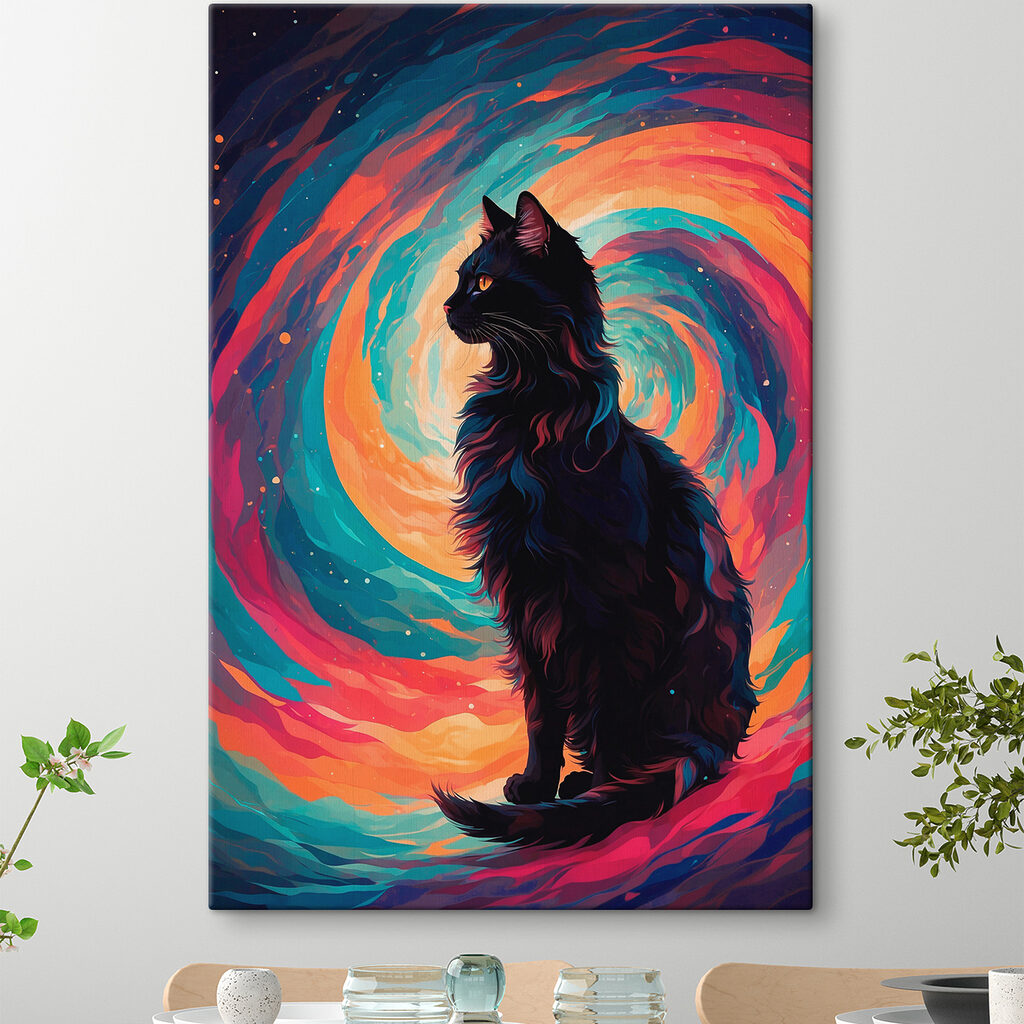 Chat noir, tourbillon coloré — intérieur 3