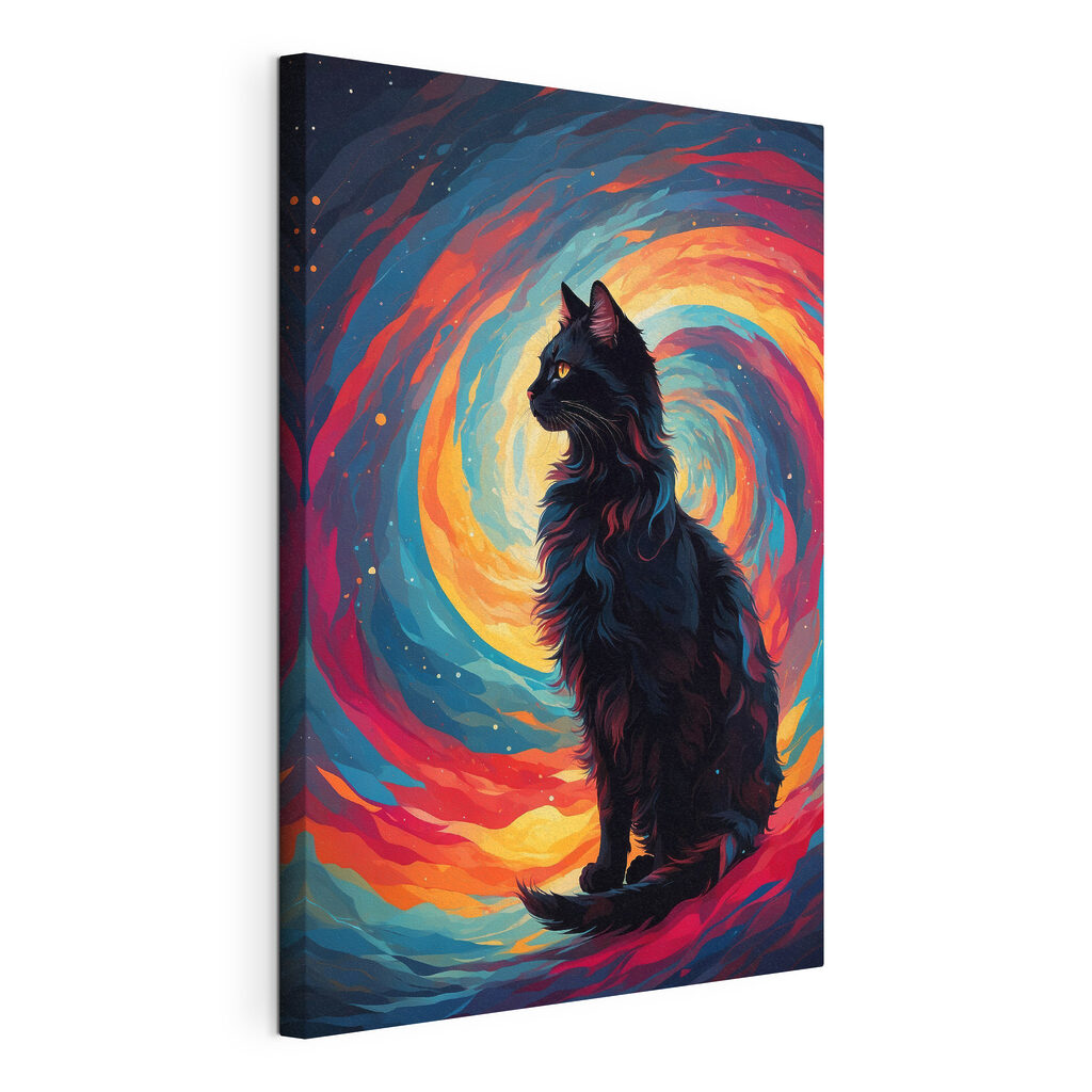 Chat noir, tourbillon coloré — vue du produit