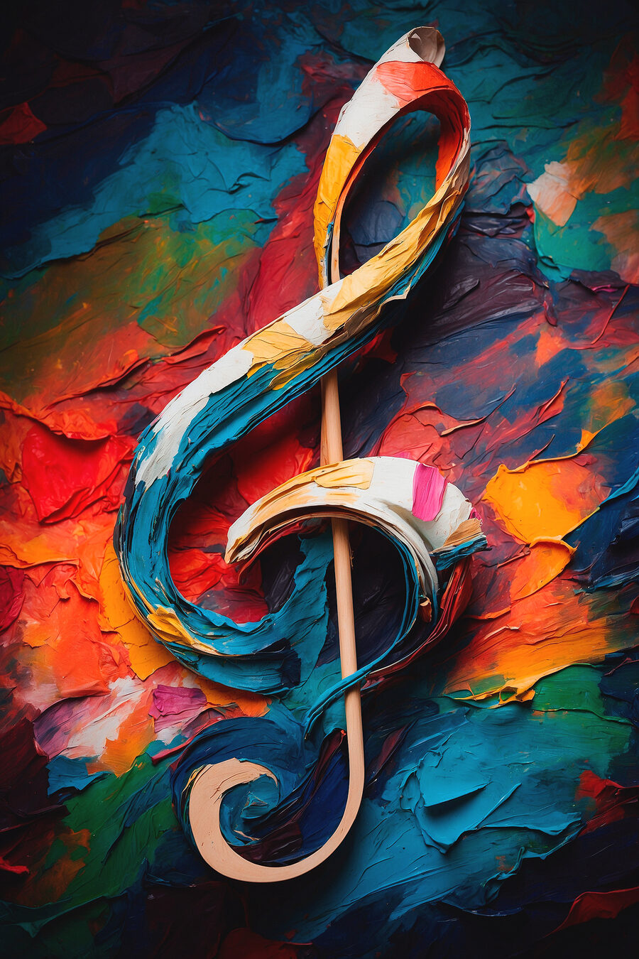 Clé de sol colorée — motif complet