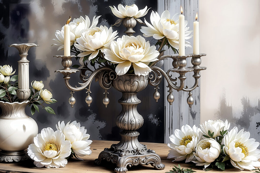 Lotus blancs aux chandelles — motif complet