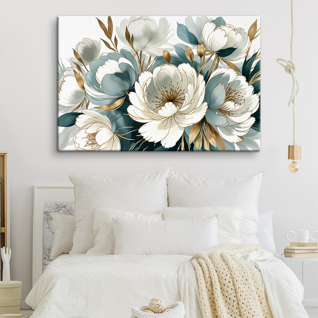 Fleurs blanches, ombres bleues — intérieur 1