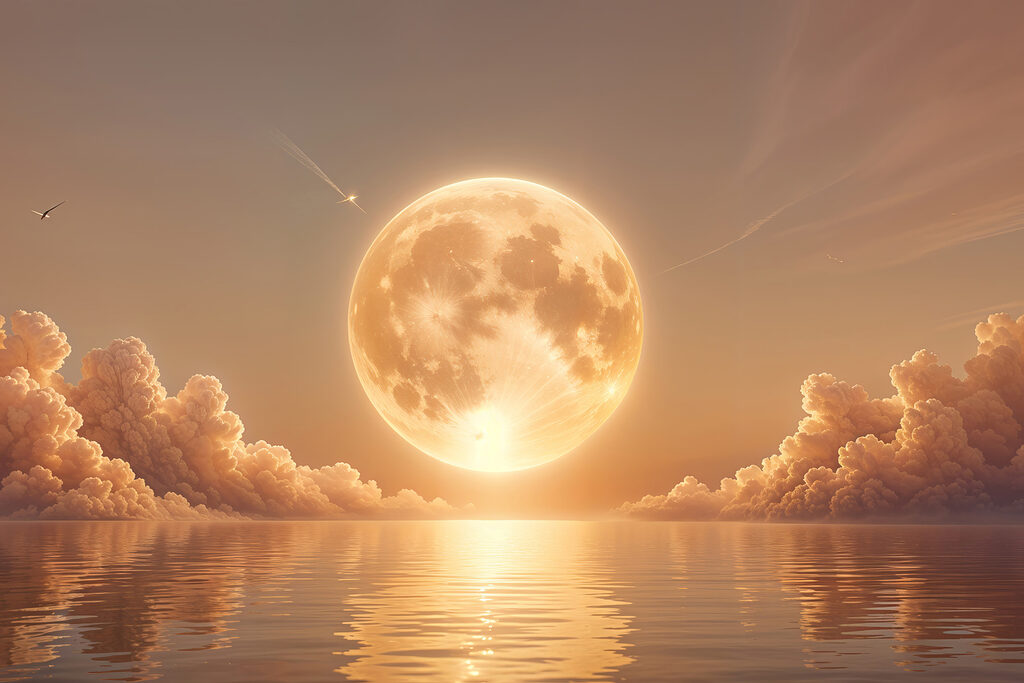 Pleine lune au crépuscule — motif complet
