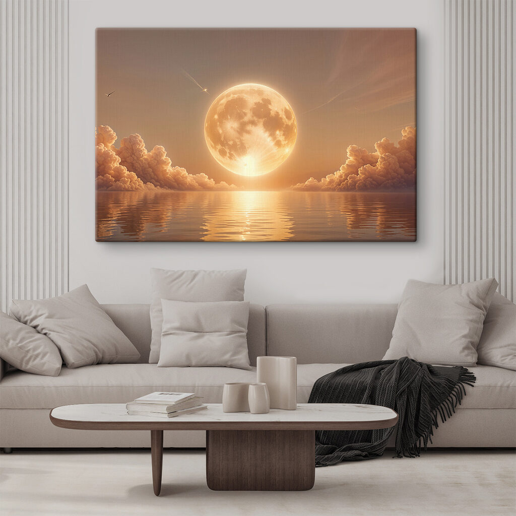 Pleine lune au crépuscule dans un intérieur