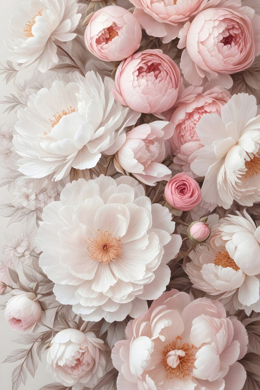 Rosettes roses et blanches — motif complet