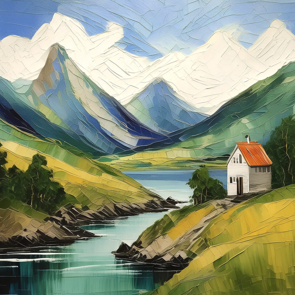 Chapelle sur l’eau turquoise — motif complet