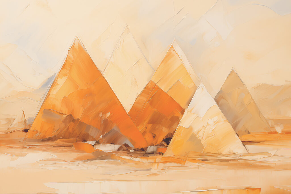 Pyramides en lumière matinale — motif complet