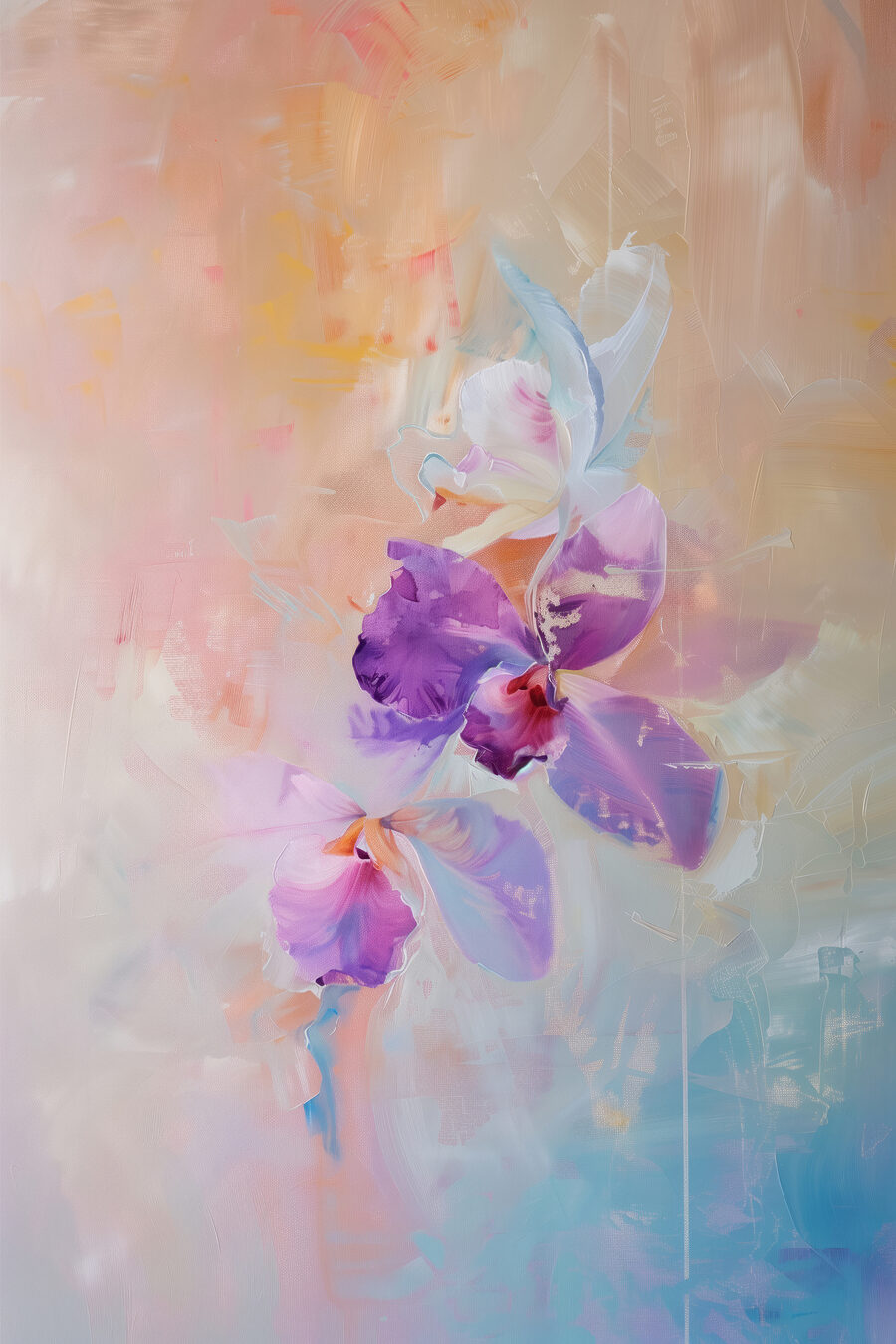 Orchidée en voile pastel — motif complet