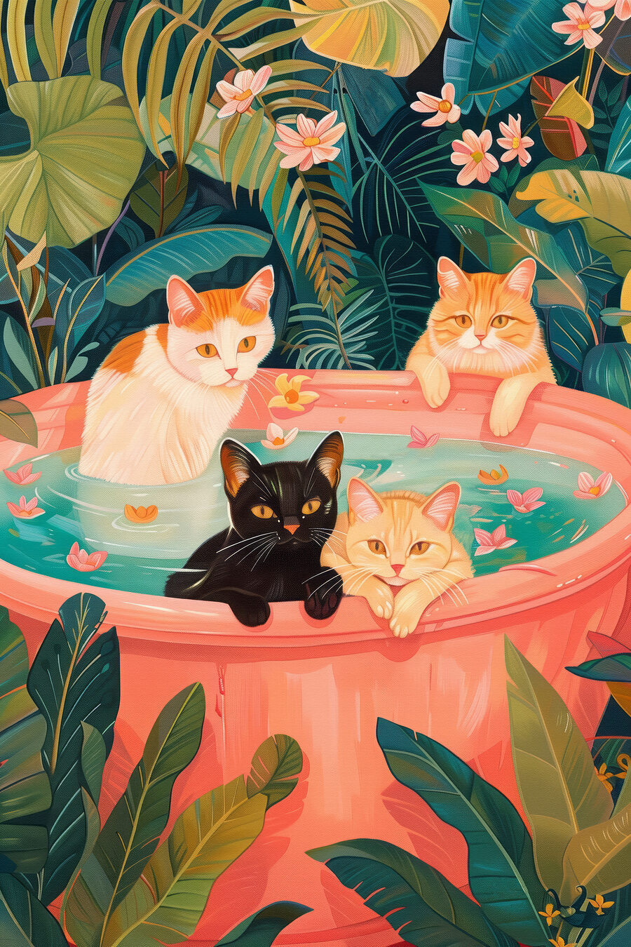 Bain tropical pour chats — motif complet