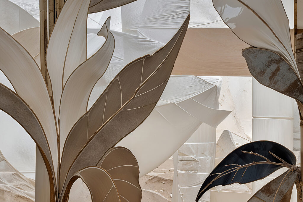 Feuilles et architecture — motif complet