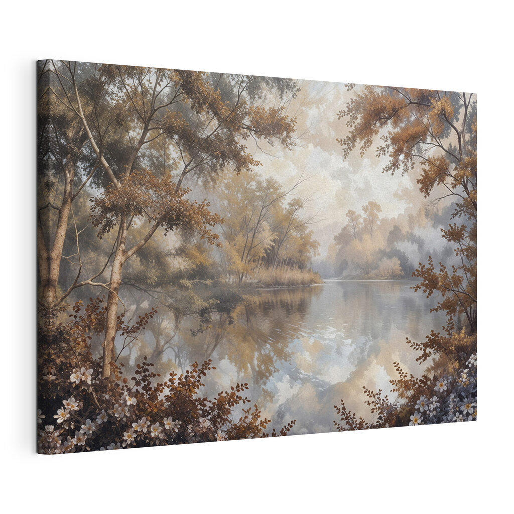 Reflets entre les arbres, toile tendue et bord enveloppé