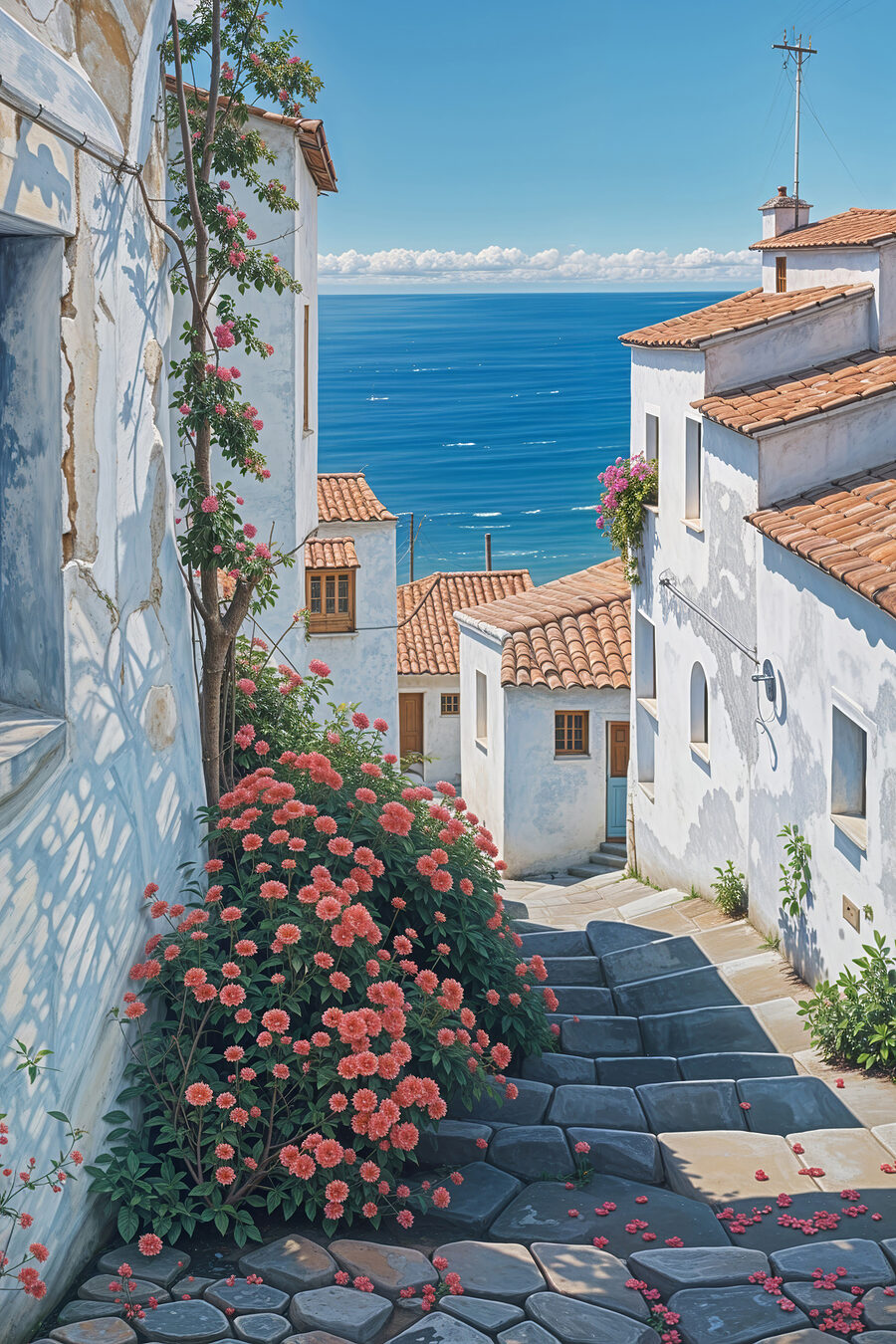Escalier vers la mer — motif complet