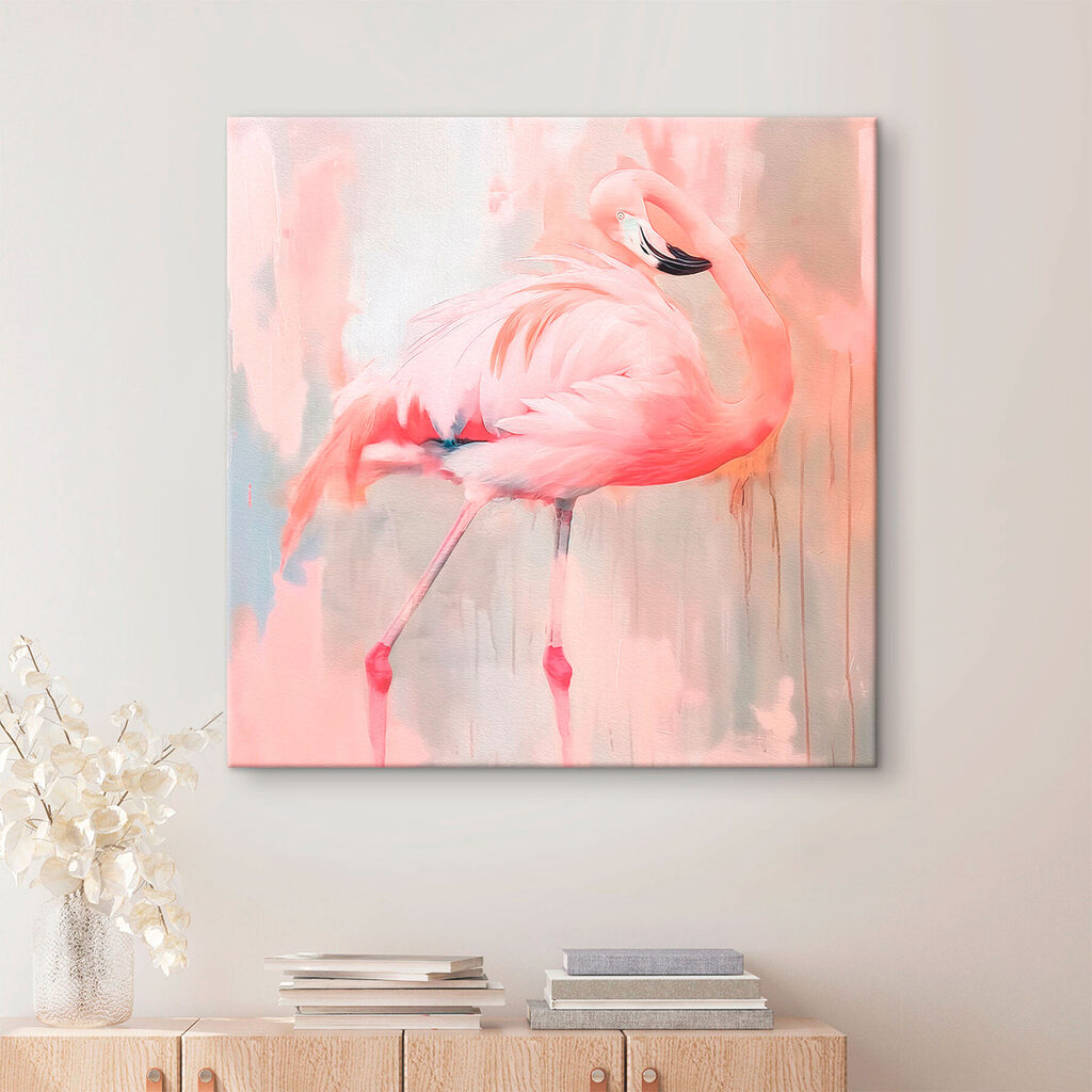 Flamant rose au pinceau — intérieur 1