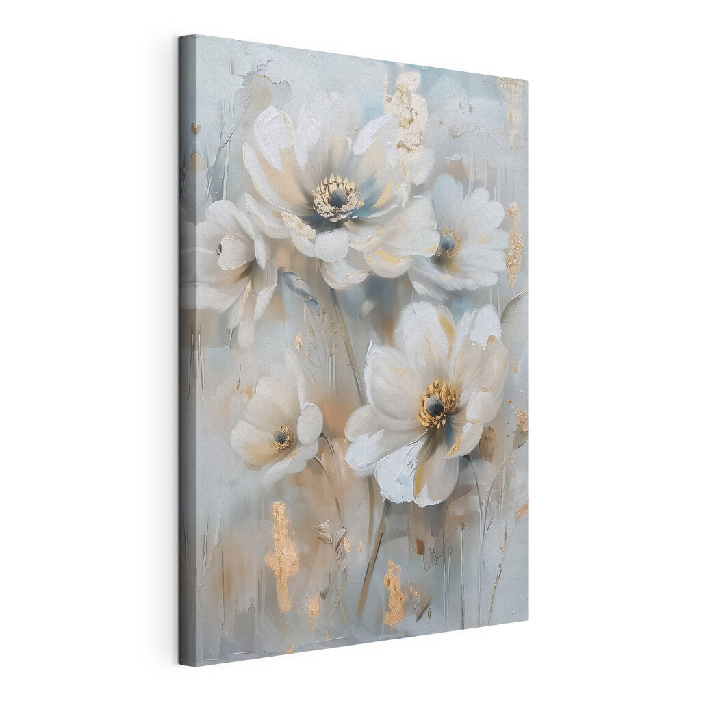 Grande fleur au sommet, toile tendue et bord enveloppé
