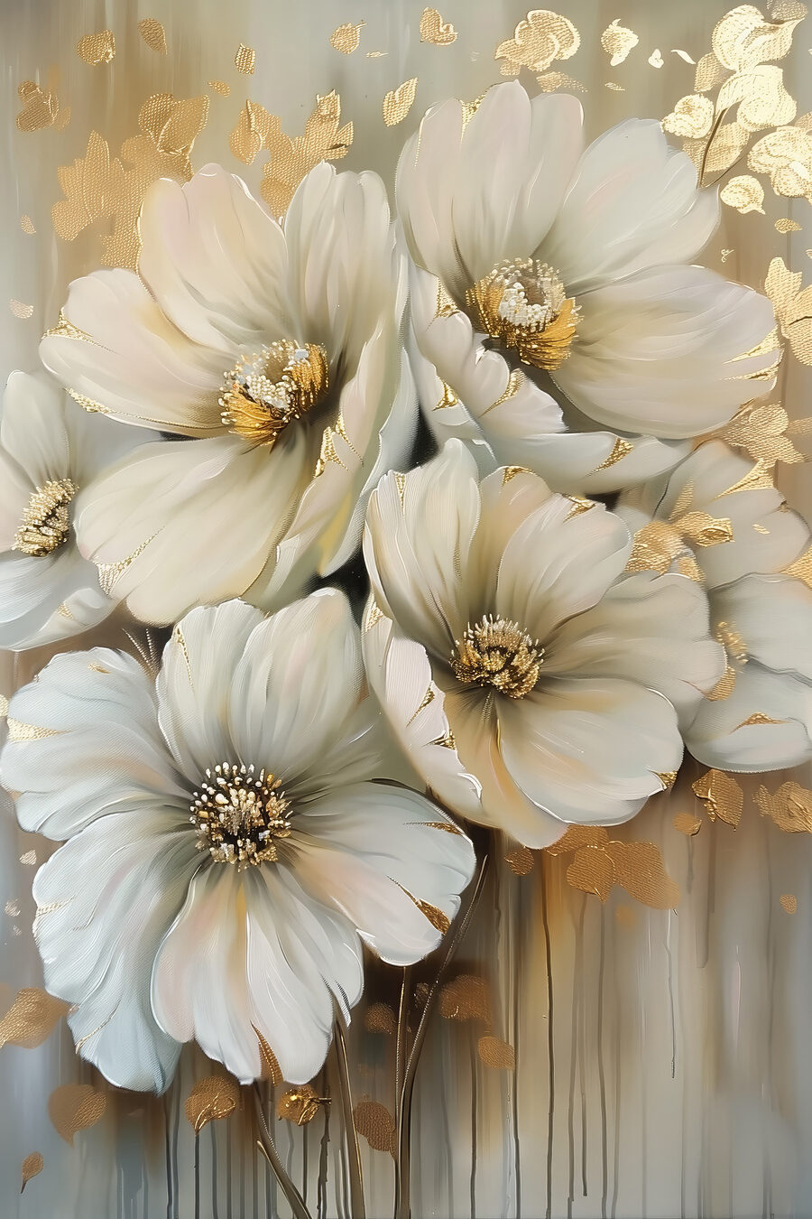 Fleurs et longues traînées — motif complet