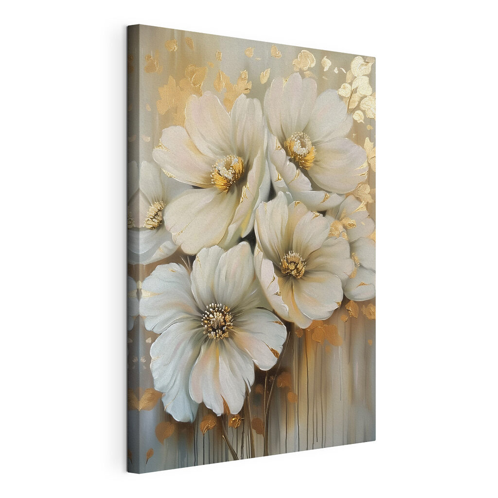 Fleurs et longues traînées, toile tendue et bord enveloppé