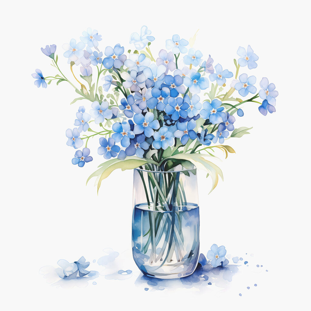 Myosotis aux ombres bleues — motif complet
