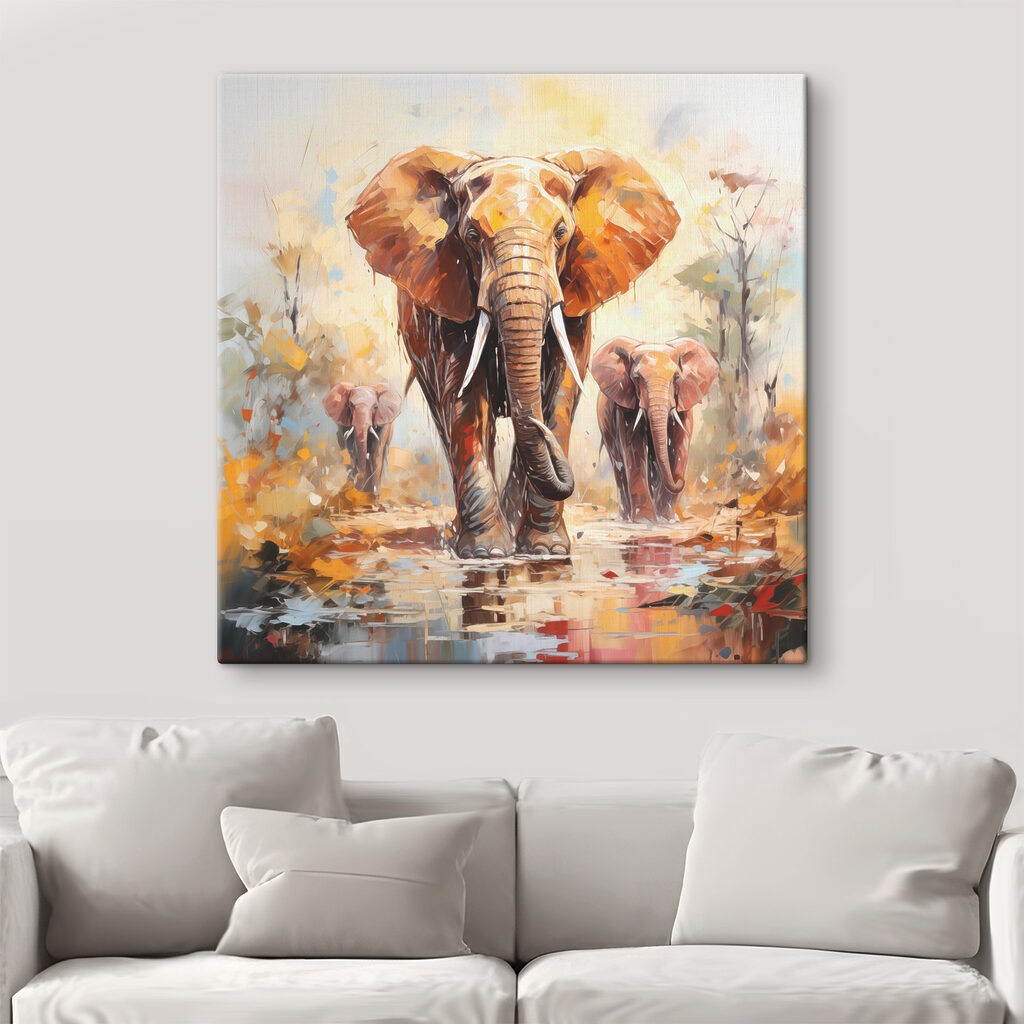 Éléphants aux reflets chauds — intérieur 2