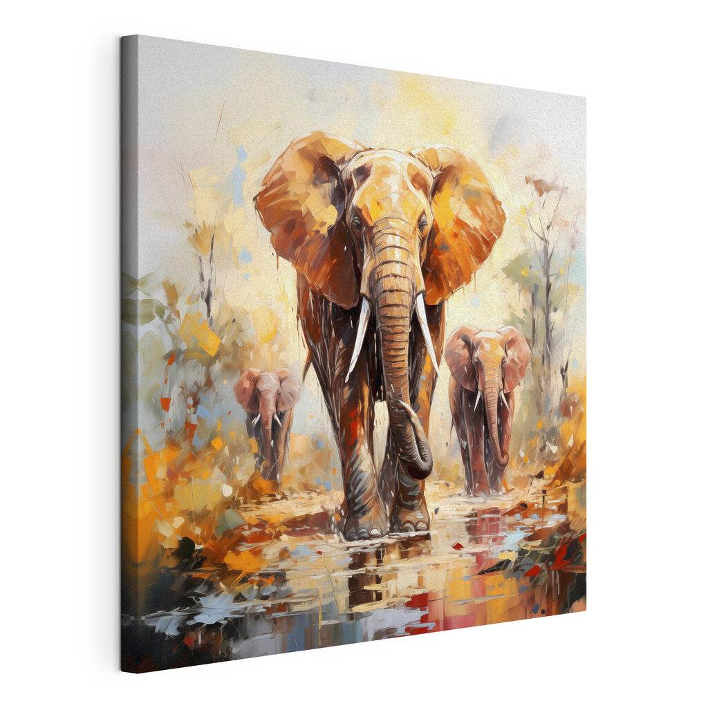 Éléphants aux reflets chauds — vue du produit