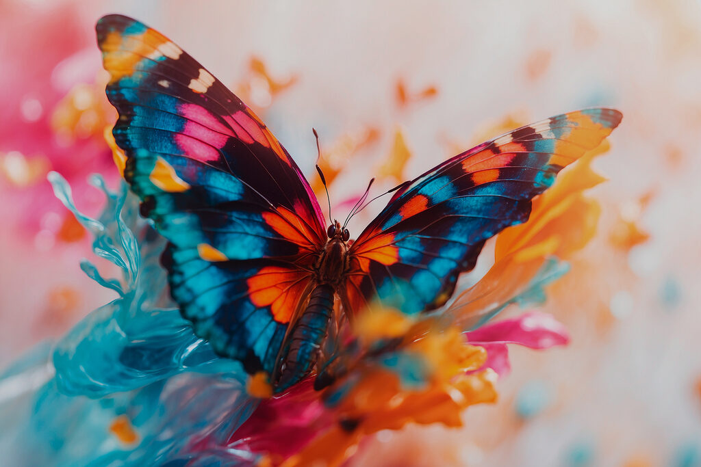 Papillon sur fond pastel — motif complet