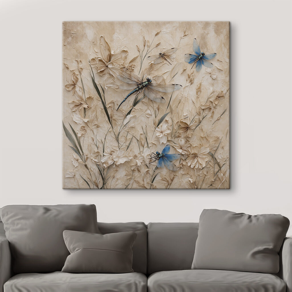 Libellules et fleurs beiges — intérieur 3