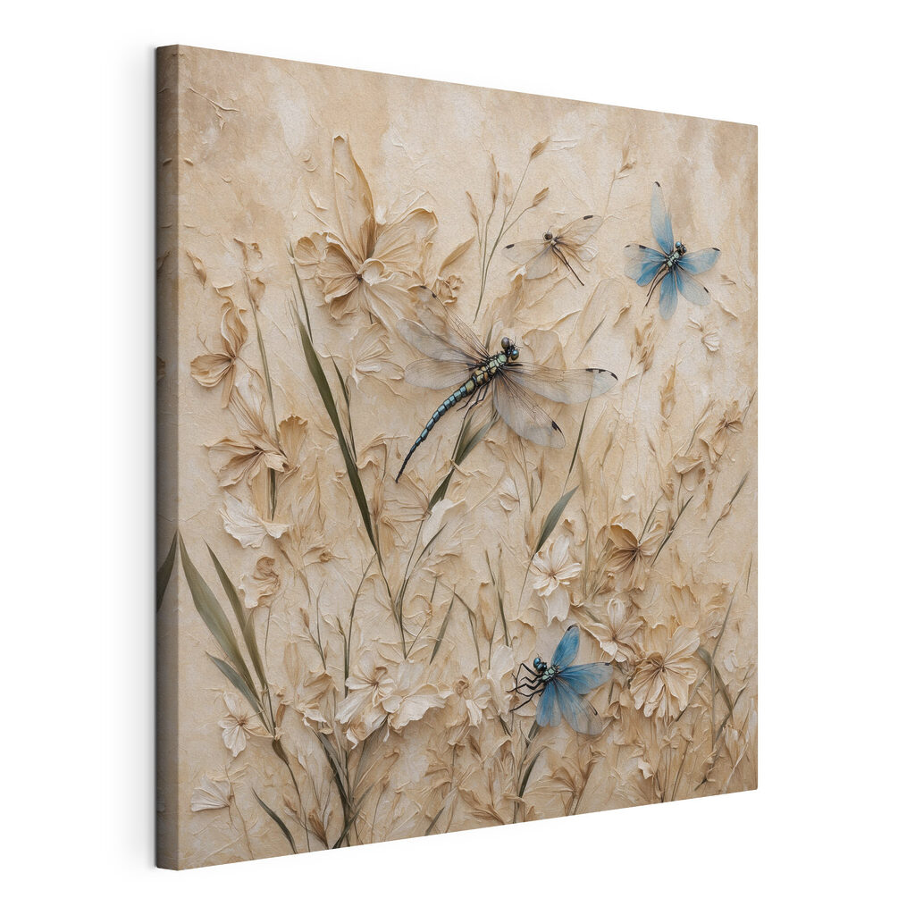 Libellules et fleurs beiges — vue du produit