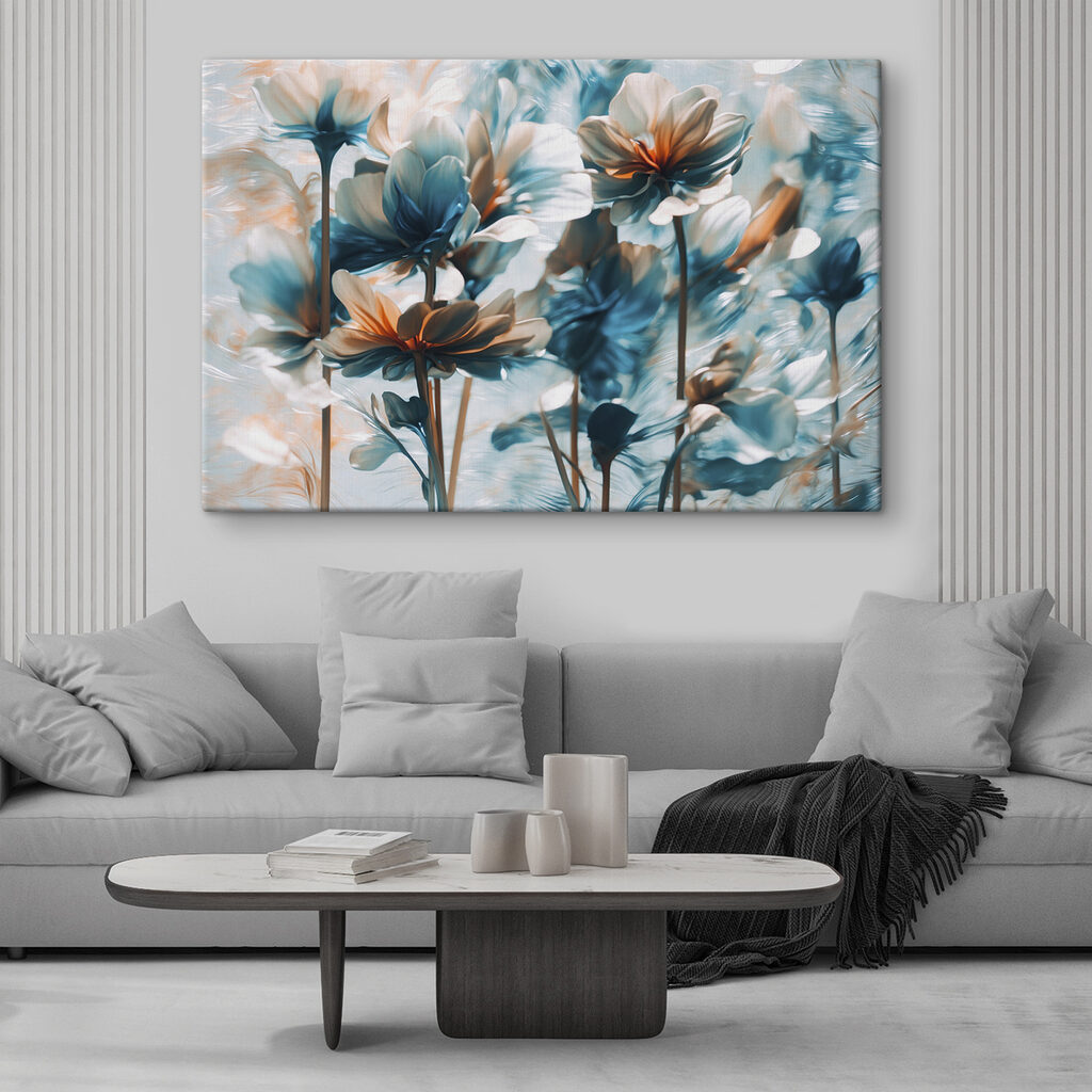 Fleurs bleues sur tiges — intérieur 1