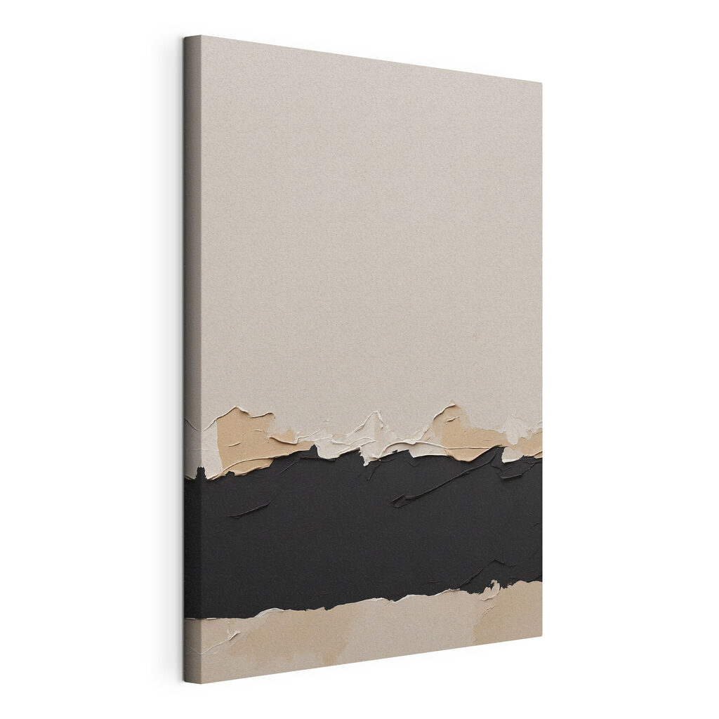 Bande sombre sur beige, toile tendue et bord enveloppé