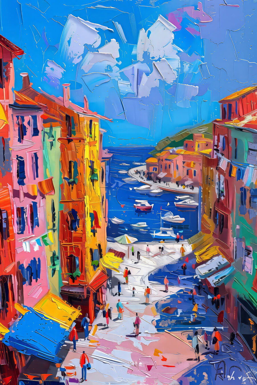 Ruelle colorée du port — motif complet