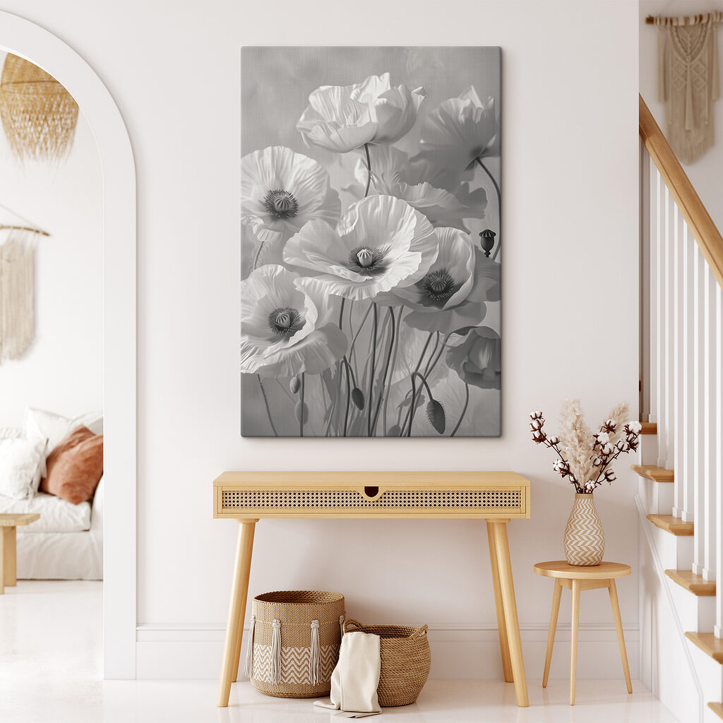 Pavots blancs sur gris — intérieur 1