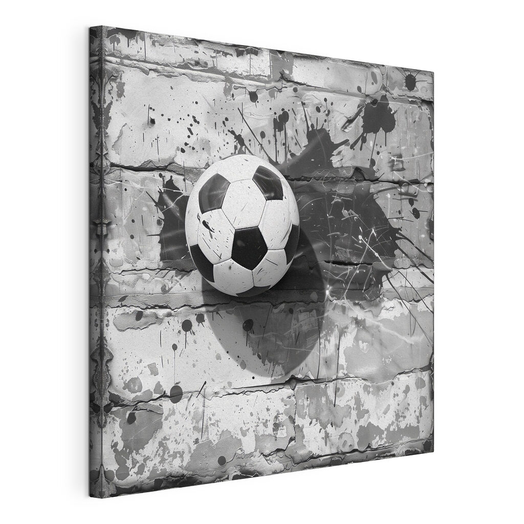 Ballon sur mur patiné, toile tendue et bord enveloppé
