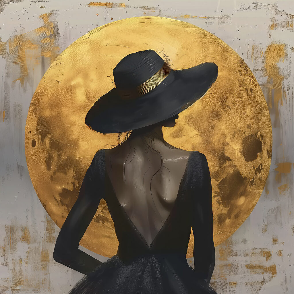 Chapeau noir et lune — motif complet