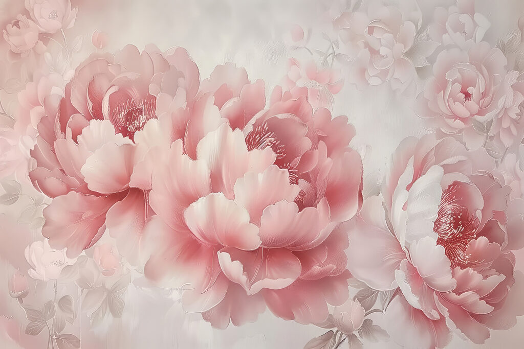 Pivoines rose tendre — motif complet