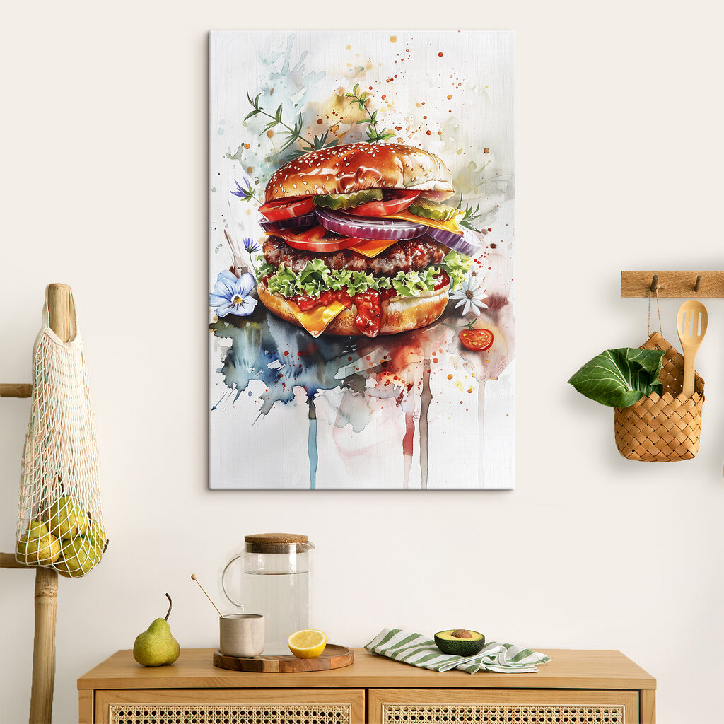 Burger à l’aquarelle — intérieur 1