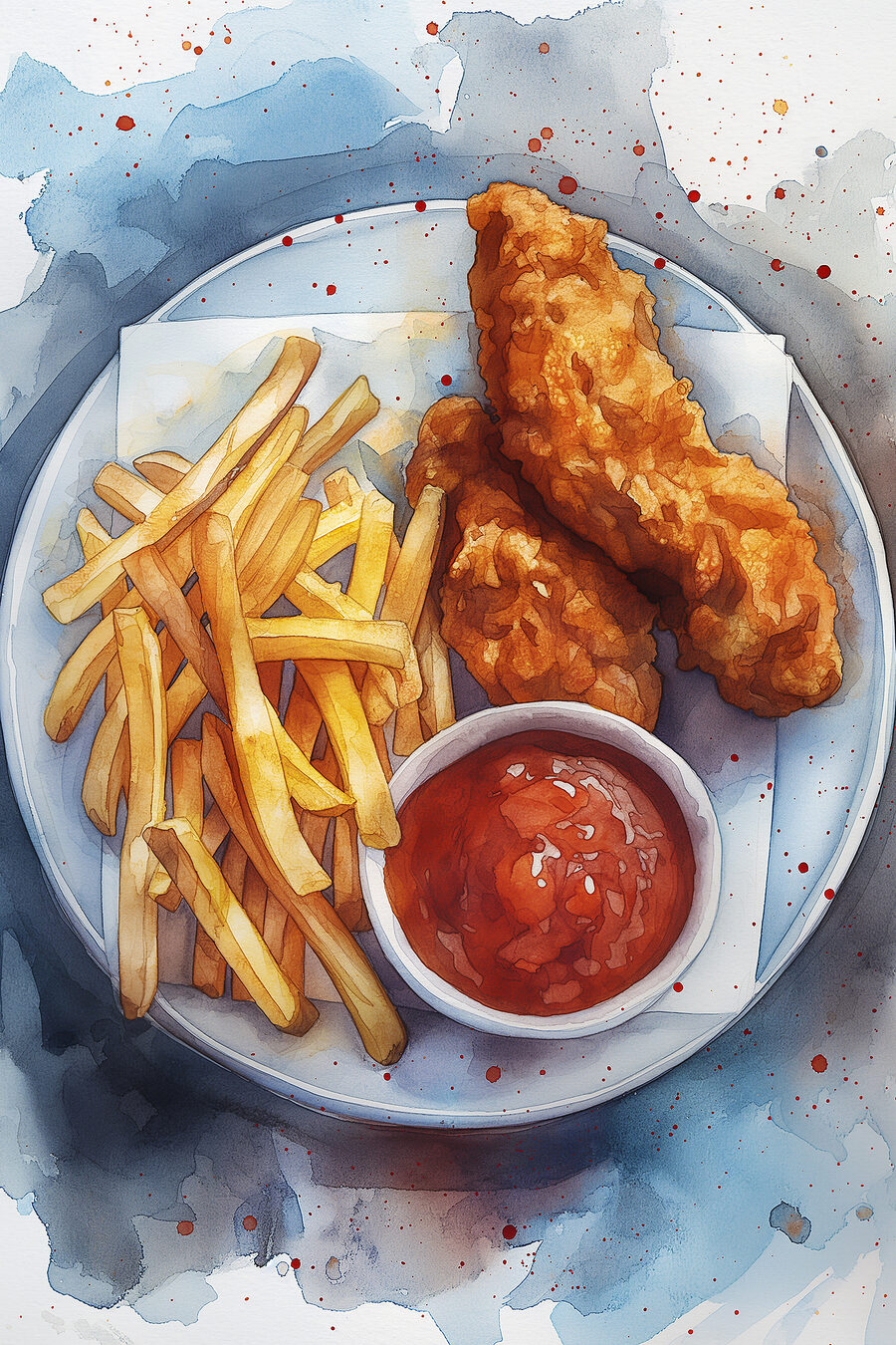 Frites et poisson croustillant — motif complet