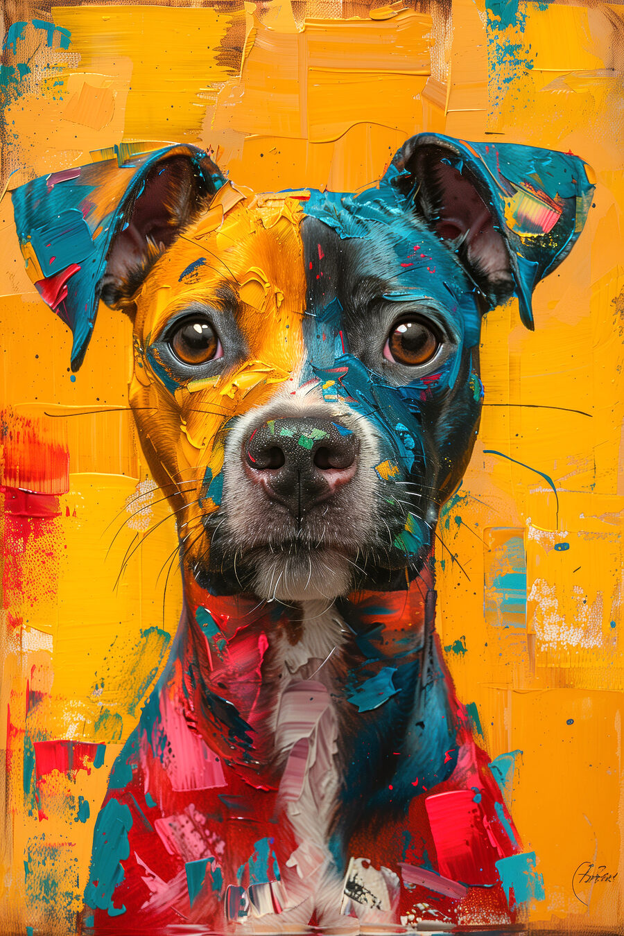 Chien couleur soleil — motif complet