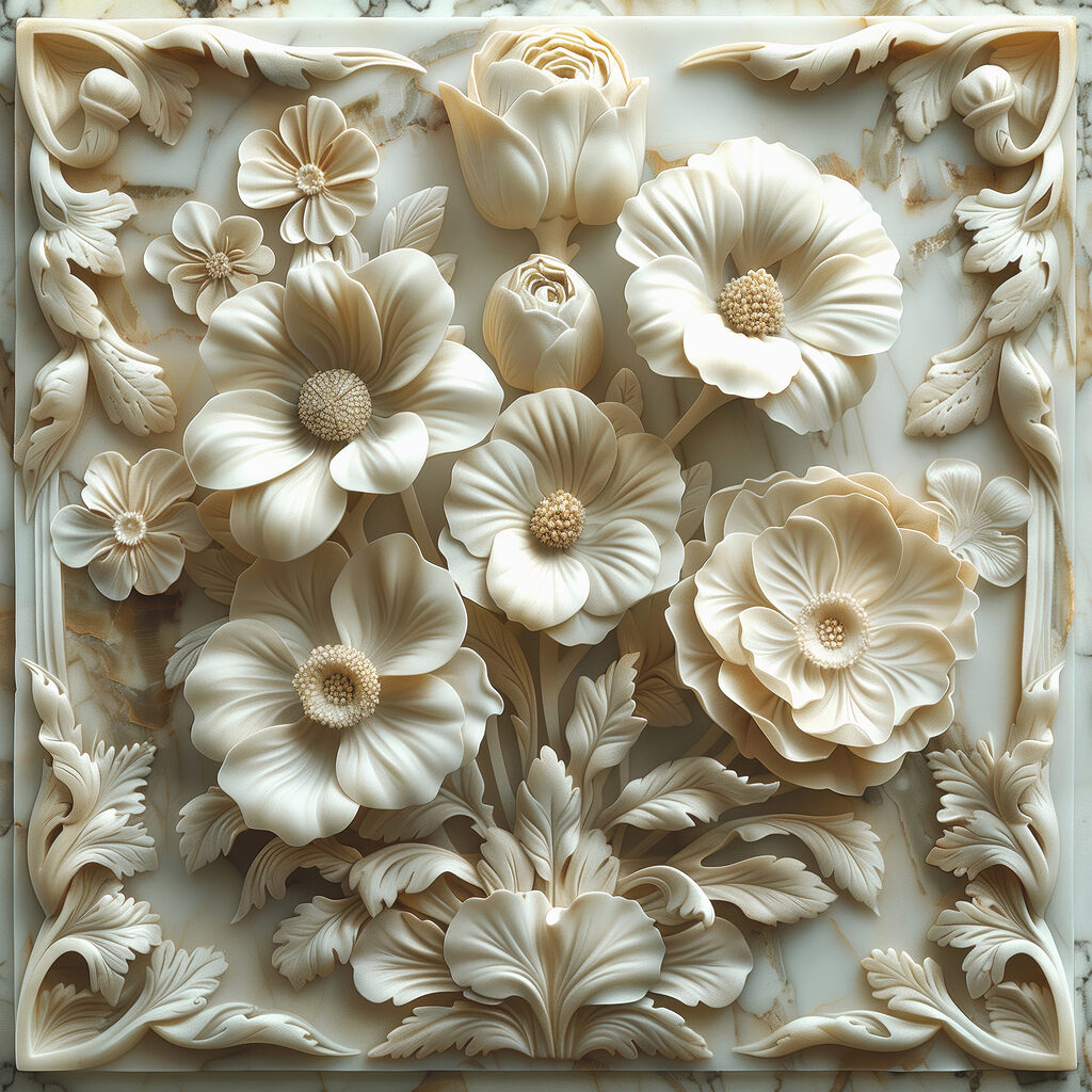Ornement de fleurs blanches — motif complet
