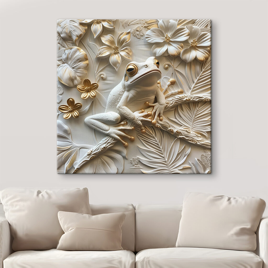 Grenouille et fleurs blanches — intérieur 1