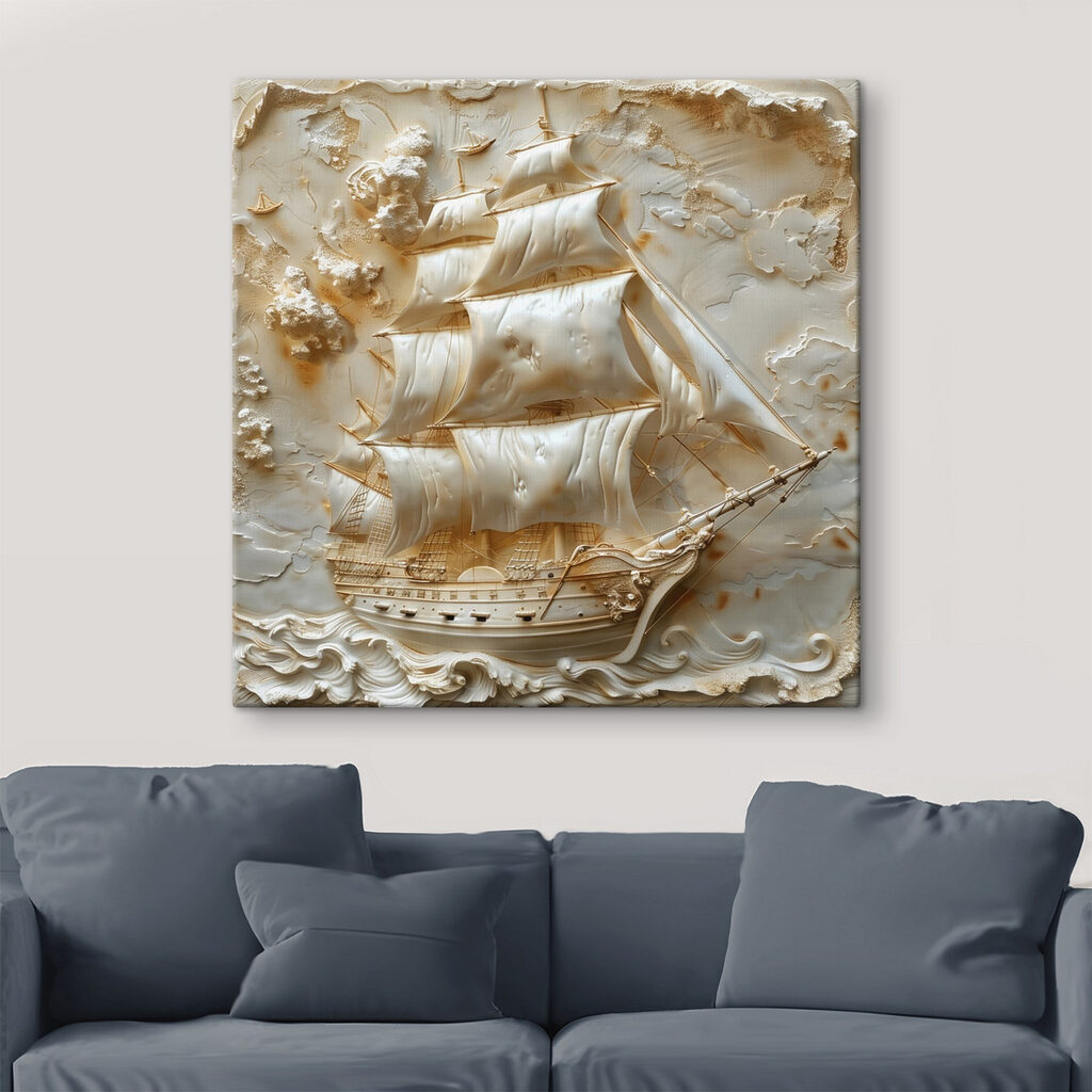 Voilier sur vagues crème — intérieur 4