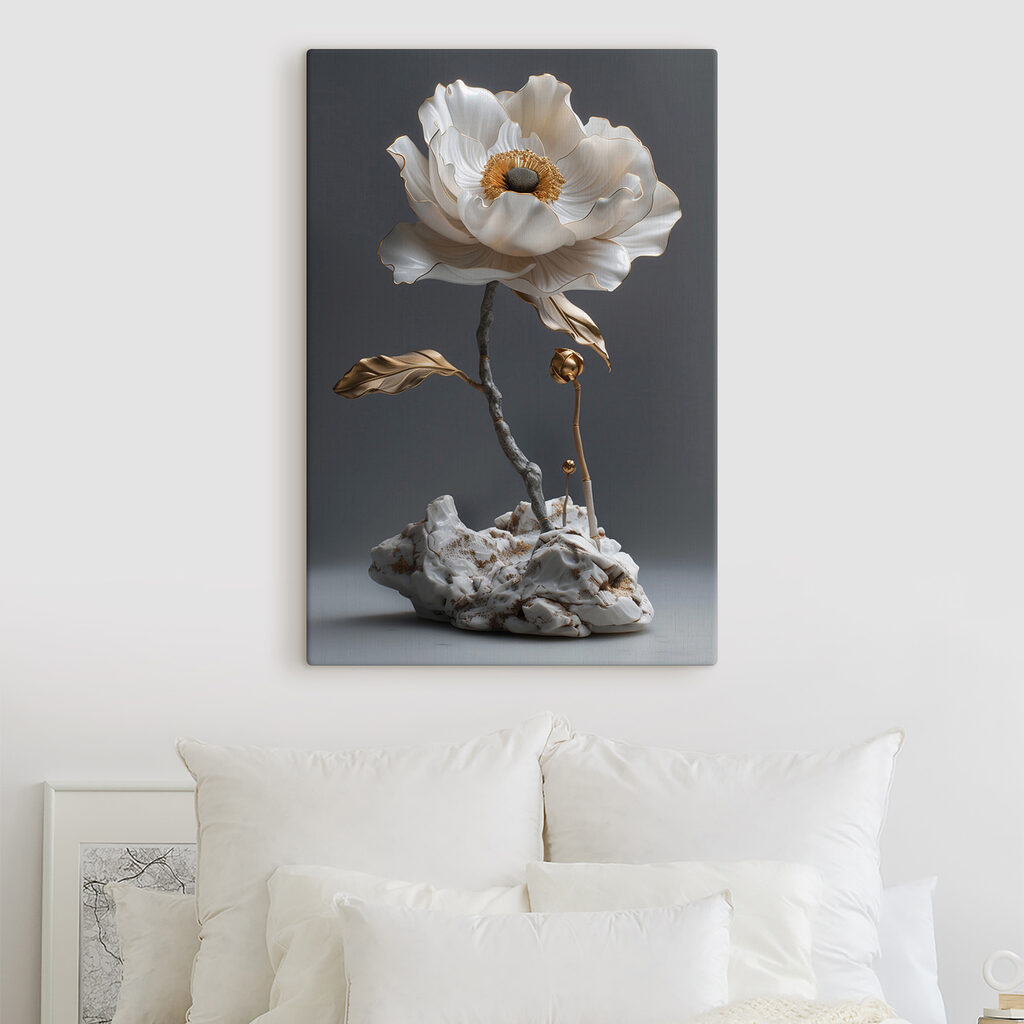 Fleur sur racines rocheuses — intérieur 2