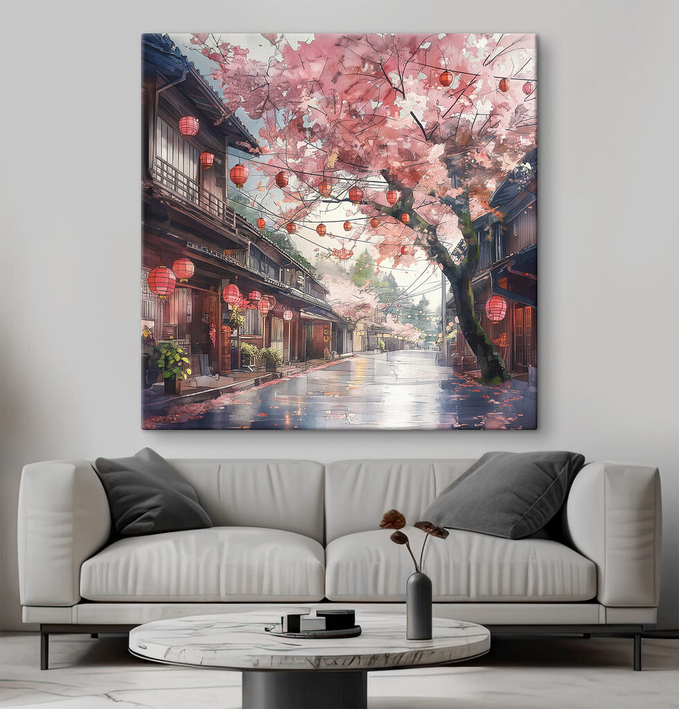 Fleurs et lanternes rouges — intérieur 2