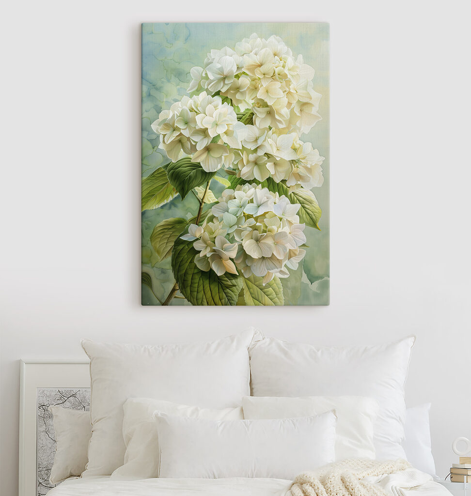Hortensias au vert printanier — intérieur 2