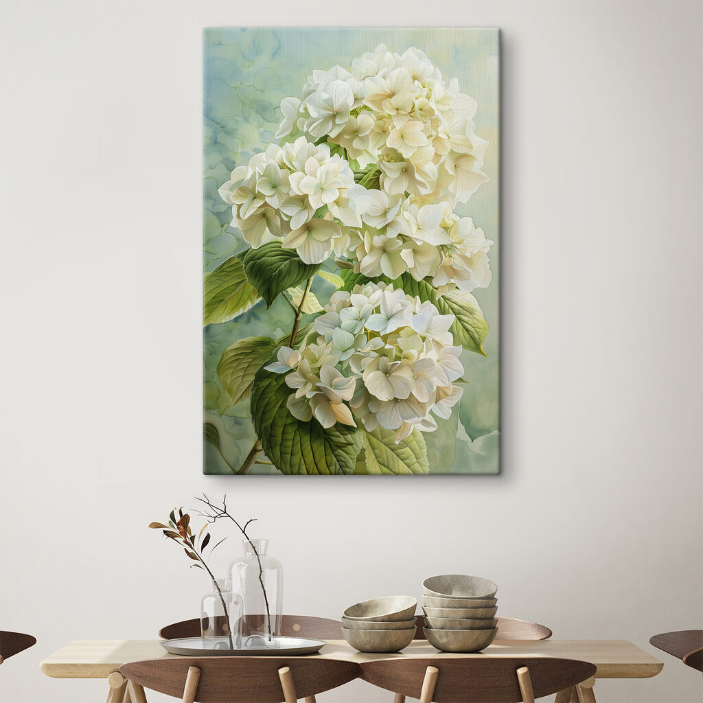 Hortensias au vert printanier — intérieur 3