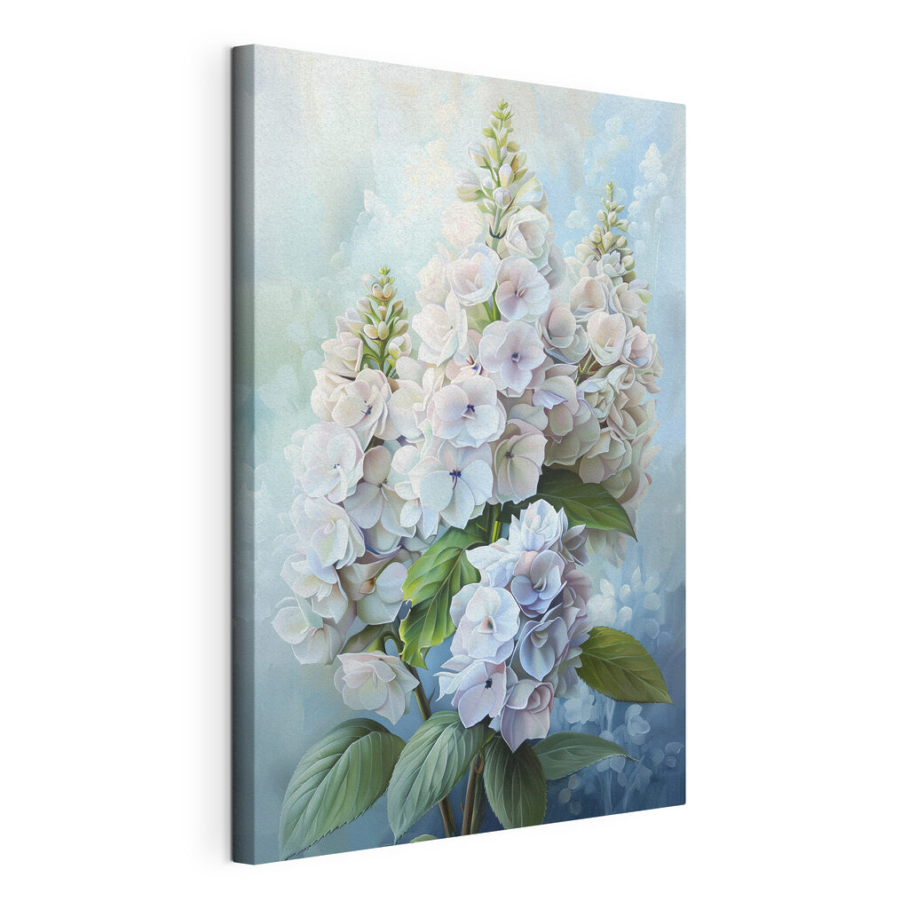 Grappes de fleurs élancées, toile tendue et bord enveloppé