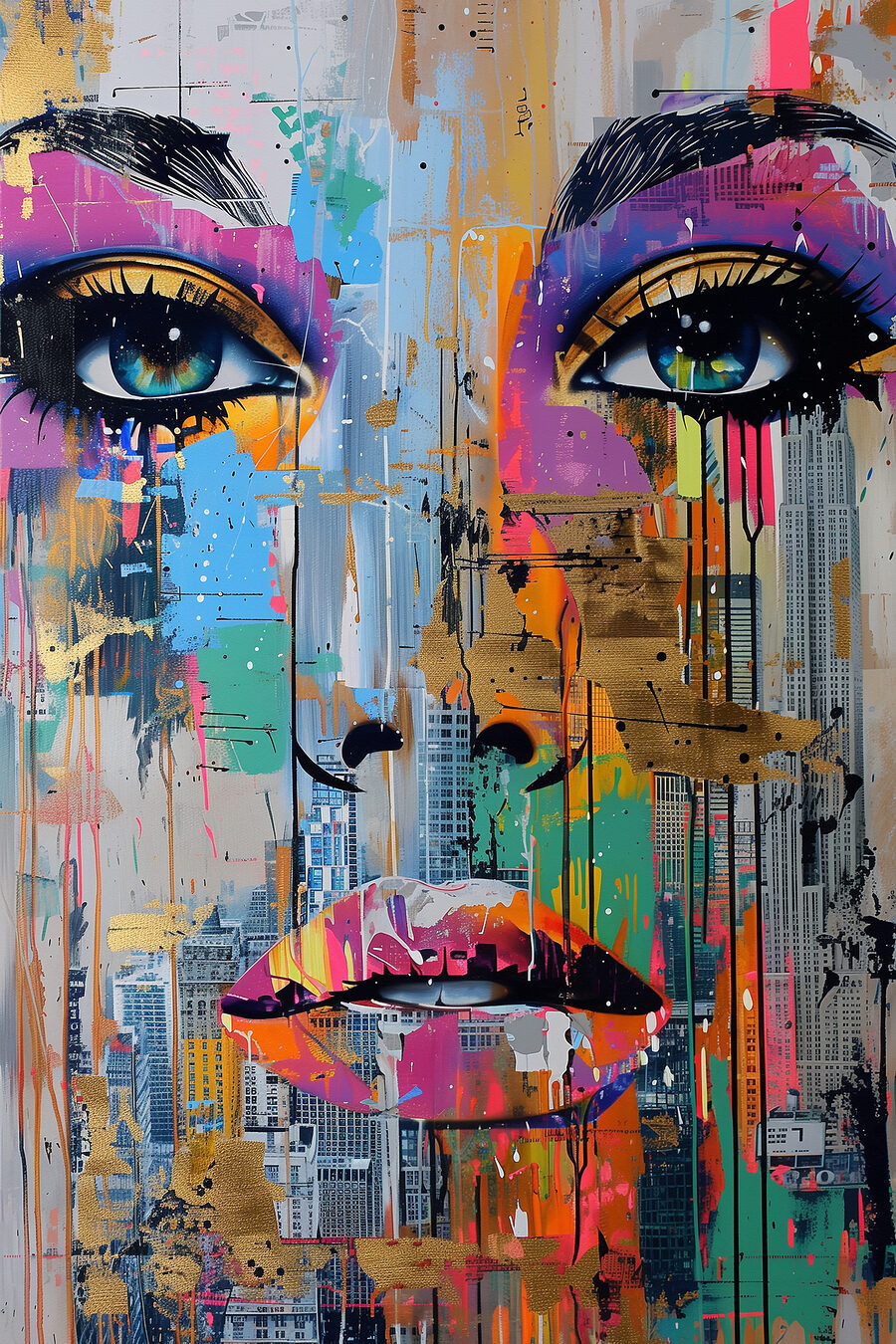 Regard en fragments colorés — motif complet