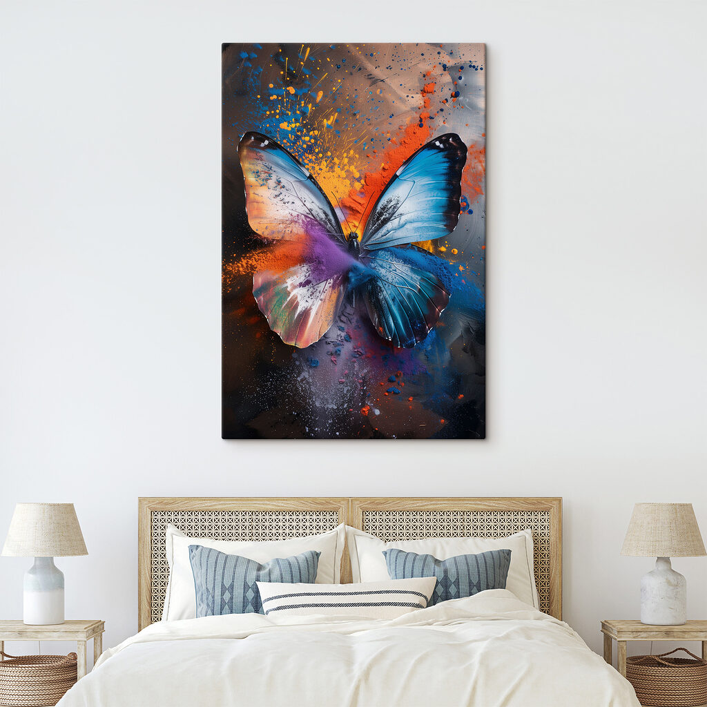 Papillon bleu et éclaboussures — intérieur 2