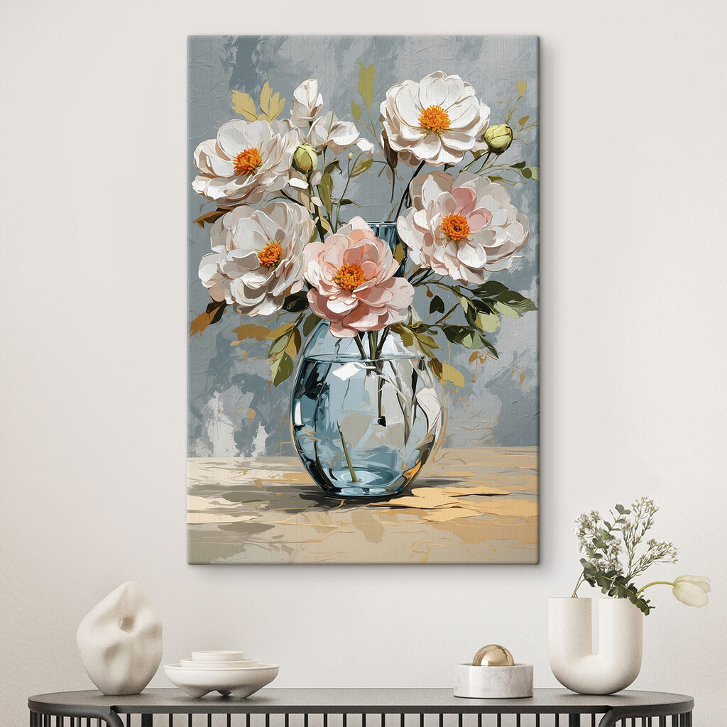 Fleurs et verre bleu — intérieur 1