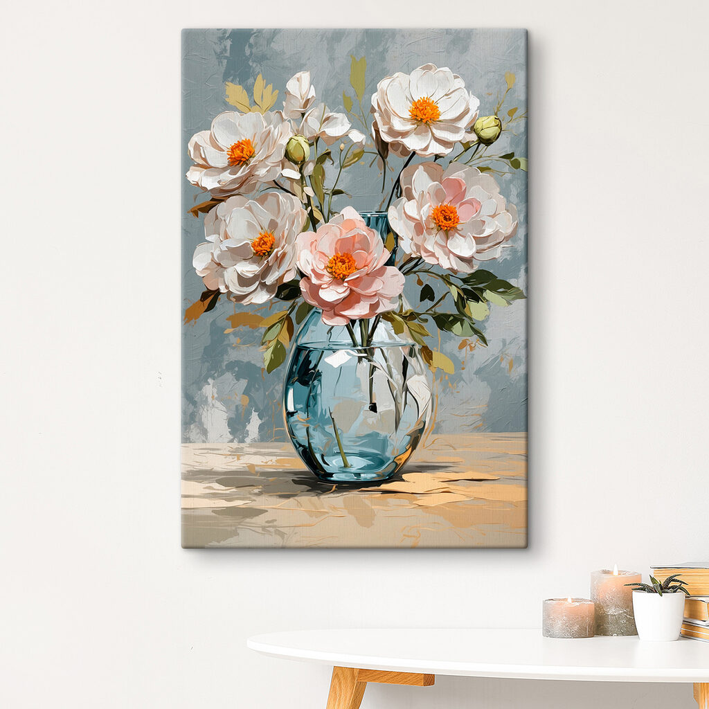 Fleurs et verre bleu — intérieur 2