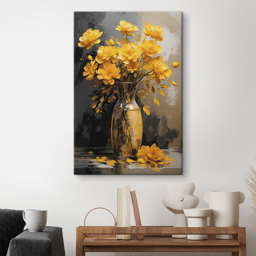 Fleurs jaunes sur anthracite — intérieur 2