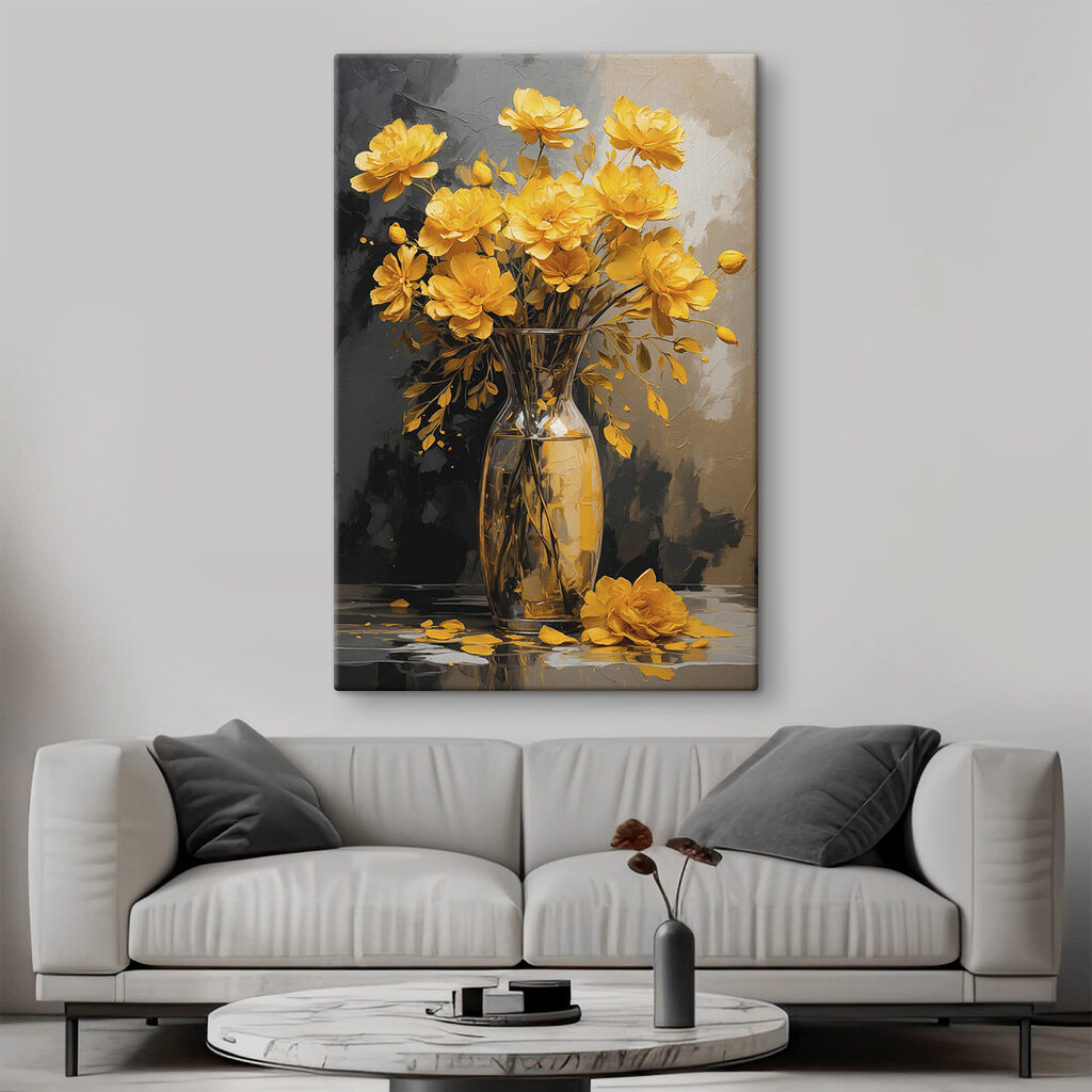 Fleurs jaunes sur anthracite — intérieur 3